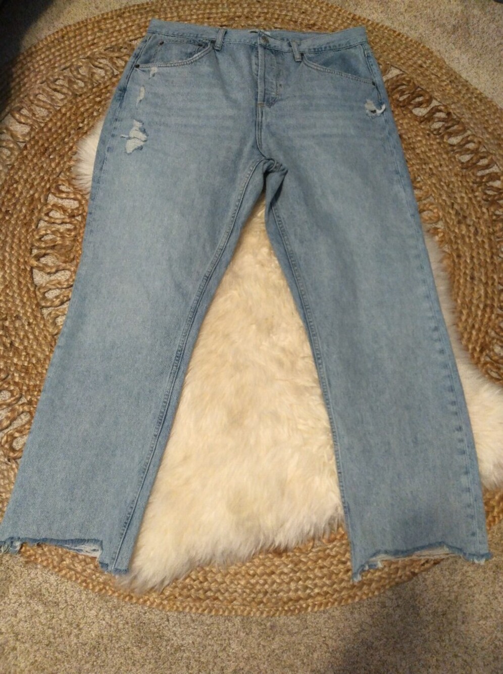 nuuds Light Blue Cropped Straight-Leg Jeans Size 32